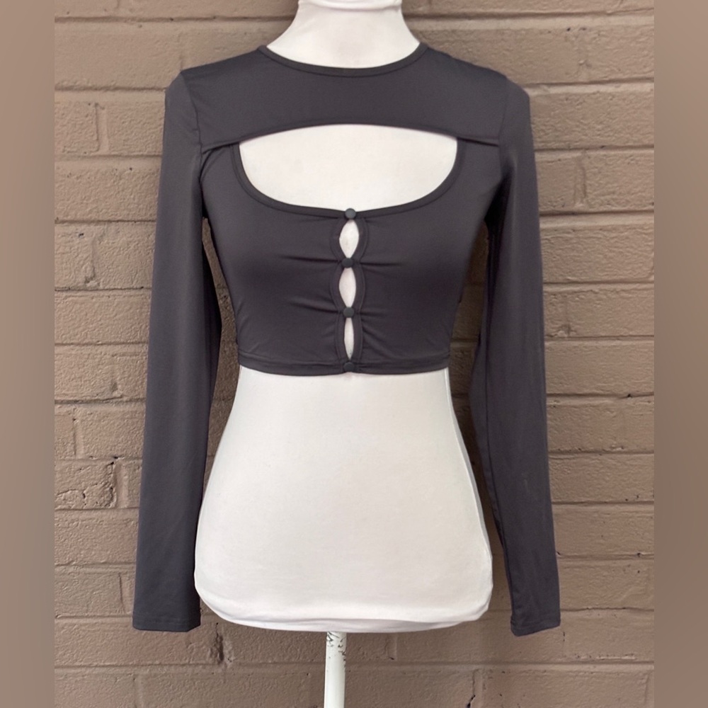 Princess Polly deep Gray cut out crop top 6
